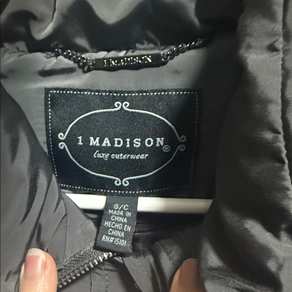 1 Madison Dark Gray Puffer Coat with Fur Hood - Picture 3 of 9